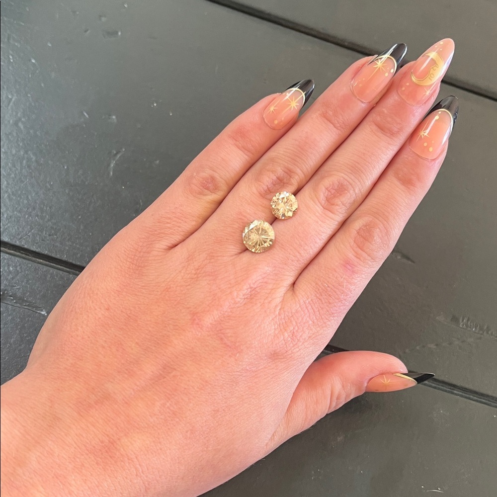 2 Golden Canary Moissanite or Moissanite Coated CZ Unidentified Loose Gemstones